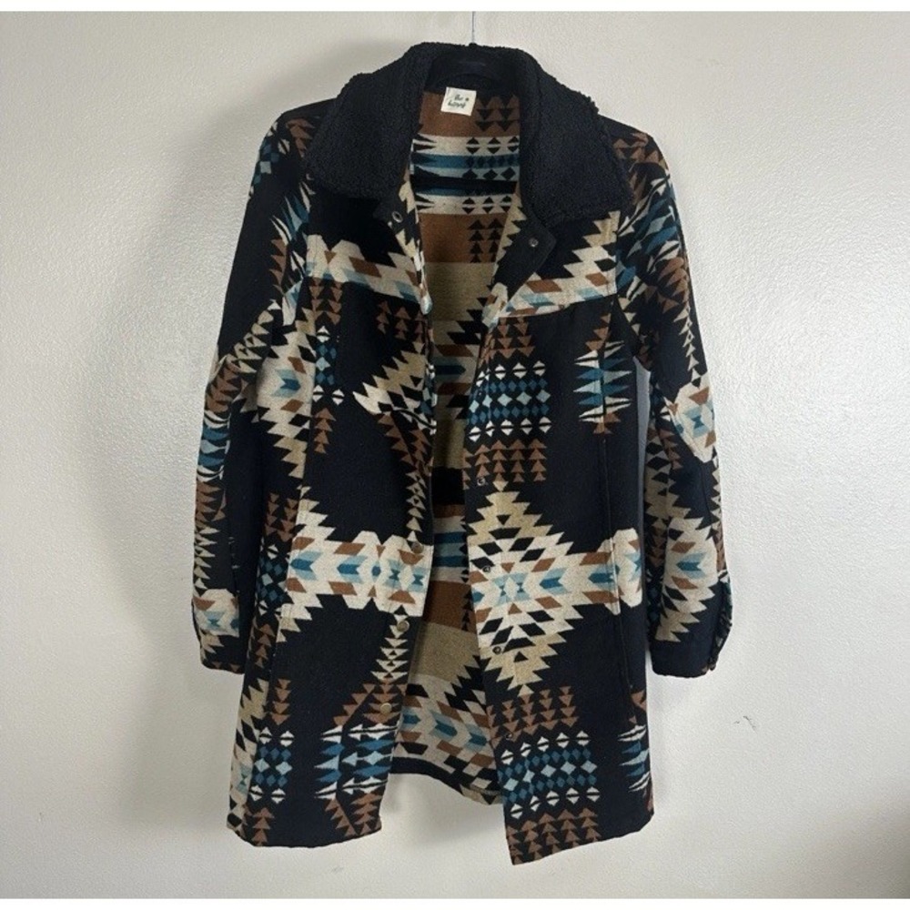 Y2K Blue Buttercup Women Small Aztec Jacket Button Up Soft Pockets Western